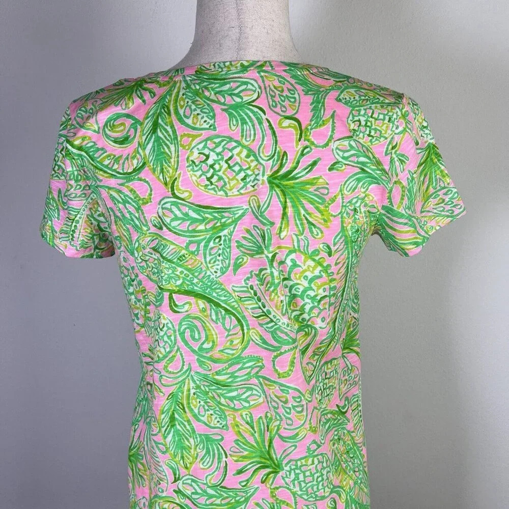 Lilly Pulitzer Madevilla Baby Top NWT XS Green Tropical Pineapple‎ Short Sleeve - Picture 8 of 12